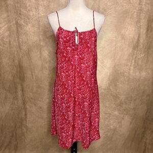 Vintage 90s DBY Ltd. Sleeveless Spaghetti Strap Midi Dress Red Paisley Keyhole